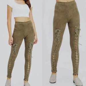 Olive LACE UP SKINNIES